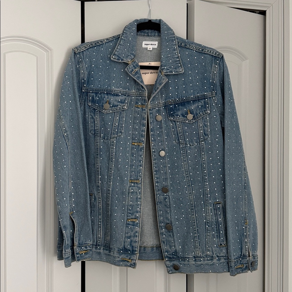 Superdown Denim Rhinestone Embellished Jacket NWT - XS